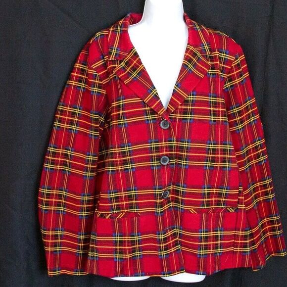 Torrid x Betsey Johnson Collab Red Plaid Tartan Premium Ponte Blazer Plus Sz 3X - Picture 1 of 9